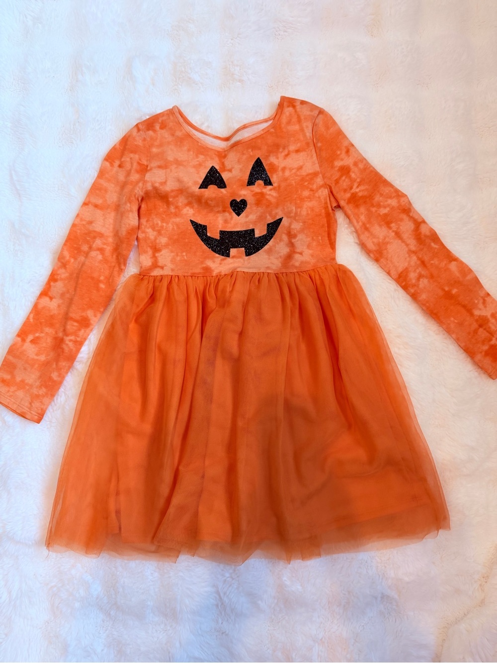 jumping beans Orange Glitter Jack-O'-Lantern Tulle Dress